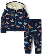 Baby And Toddler Boys Dino Premium Fleece 2-Piece Outfit Set