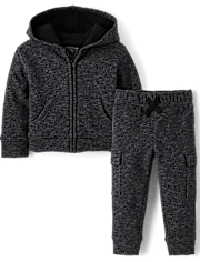 Baby And Toddler Boys Marled Fleece 2-Piece Outfit Set