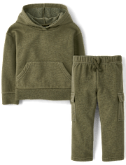 Baby And Toddler Boys Garment Dyed Premium Fleece 2-Piece Outfit Set