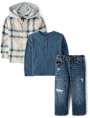 Baby And Toddler Boys Plaid 3-Piece Outfit Set