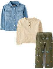 Baby And Toddler Boys Dino 3-Piece Outfit Set