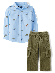 Baby And Toddler Boys Dino 2-Piece Outfit Set