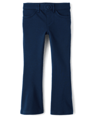 Girls Uniform Ponte Knit Pull On Flare Pants 2-Pack