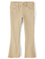 Girls Uniform Ponte Knit Pull On Flare Pants 2-Pack