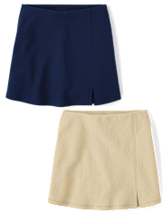 Girls Uniform Ponte Knit A Line Skort 2-Pack