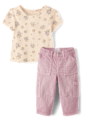 Toddler Girls Floral Pointelle 2-Piece Outfit Set