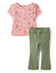 Toddler Girls Floral Pointelle 2-Piece Outfit Set