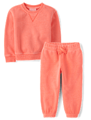 Baby And Toddler Garment Dyed Premium Fleece 2-Piece Outfit Set