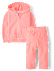 Toddler Girls Garment Dyed Premium Fleece 2-Piece Outfit Set