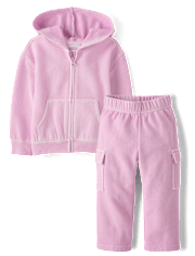 Toddler Girls Garment Dyed Premium Fleece 2-Piece Outfit Set