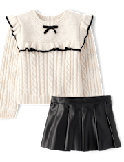 Toddler Girls Bow Ruffle 2-Piece Outfit Set