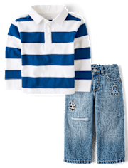 Baby And Toddler Embroidered Varsity 2-Piece Outfit Set