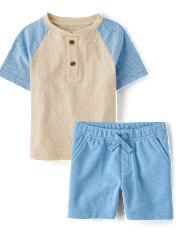 Baby And Toddler Boys Colorblock Marled 2-Piece Outfit Set