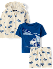 Baby And Toddler Boys Construction Vehicle 3-Piece Outfit Set