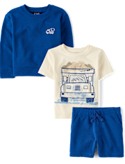 Baby And Toddler Boys Embroidered Construction Vehicle 3-Piece Outfit Set