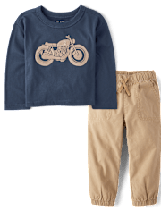 Baby And Toddler Boys Embroidered Vehicle 2-Piece Outfit Set