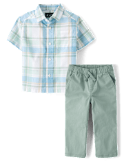 Baby And Toddler Boys Plaid 2-Piece Outfit Set