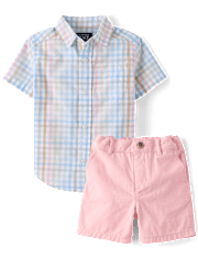Baby And Toddler Boys Gingham 2-Piece Outfit Set