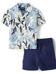 Baby And Toddler Boys Tropical Leaf 2-Piece Outfit Set