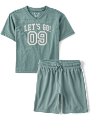 Kids Quick Dry Side Stripe Mesh 2-Piece Outfit Set