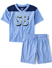 Kids Quick Dry Side Stripe Mesh 2-Piece Outfit Set