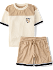 Boys Quick Dry Striped Hem 2-Piece Outfit Set