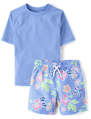 Boys Tropical Rashguard Swimsuit