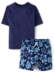 Boys Tropical Rashguard Swimsuit