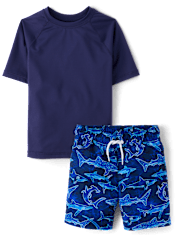 Boys Shark Rashguard Swimsuit