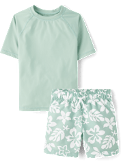 Boys Tropical Rashguard Swimsuit