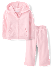 Toddler Girls Bow Premium Fleece 2-Piece Outfit Set