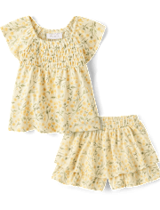 Toddler Girls Floral Flutter 2-Piece Outfit Set