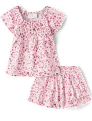 Toddler Girls Floral Flutter 2-Piece Outfit Set