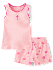 Baby And Toddler Girls Palm Tree 2-Piece Outfit Set