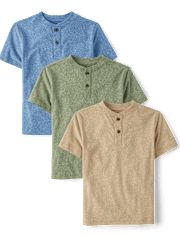 Boys Marled Henley Top 3-Top
