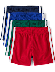 Baby And Toddler Boys Quick Dry Striped Lined Mesh Active Shorts 4-Pack
