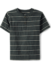 Boys Striped Textured Henley Tee 2-Pack
