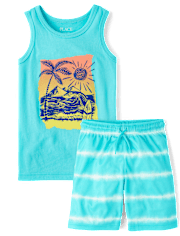 Boys Beach Scene 2-Piece Outfit Set