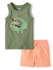Baby And Toddler Boys Crocodile 2-Piece Outfit Set