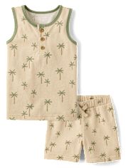 Baby And Toddler Boys Palm Tree 2-Piece Outfit Set