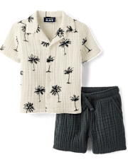 Baby And Toddler Boys Palm Tree Gauze 2-Piece Outfit Set