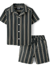 Baby And Toddler Boys Embroidered Textured 2-Piece Outfit Set