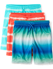 Boys Quick Dry Striped Lined Mesh Active Shorts 3-Pack