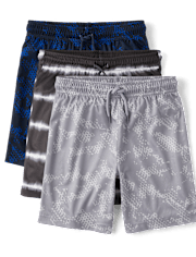 Kids Quick Dry Print Mesh Active Shorts