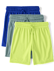Kids Quick Dry Side Stripe Mesh Active Shorts 3-Pack