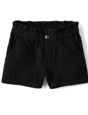 Girls Gauze Paperbag Waist Shortie Shorts 3-Pack