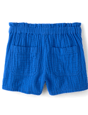 Girls Gauze Paperbag Waist Shortie Shorts 3-Pack