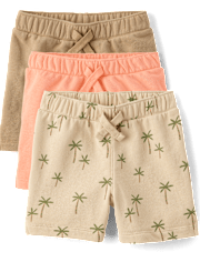 Baby And Toddler Boys Palm Tree French Terry Active Shorts 3-Pack