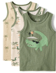 Baby And Toddler Boys Crocodile Tank Top 3-Pack