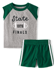 Baby And Toddler Boys Colorblock Varsity 2-Piece Outfit Set
